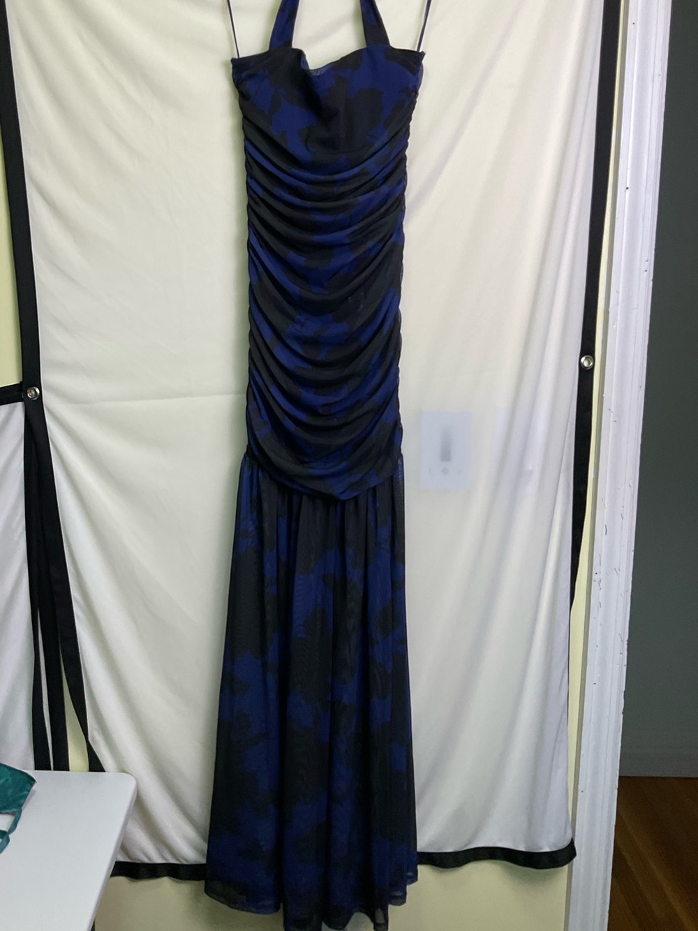 AFRM Tyla Halter Maxi Dress - Blue and Black